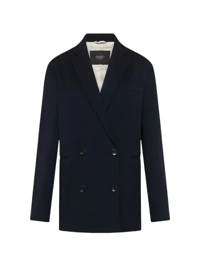 Seventy Double-breasted Notched-lapels Jacket In Blue