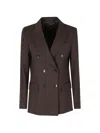 Seventy Brown Double-breasted Flap Pockets Polyester-blend Jacket In Black