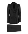 Seventy Black Double-breasted Peaked-lapels Wool Suit In Black