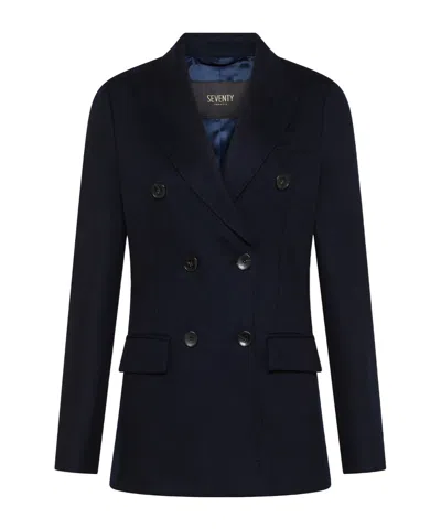 Seventy Double-breasted Wool Blazer In Blue
