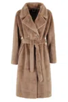 Seventy Dove Faux Fur Trench Coat In Brown