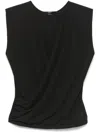 Seventy Black Stretch Top With Gathered Detailing In 黑色