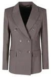 Seventy Earth Double-breasted Flap Pockets Polyester-blend Jacket In Brown