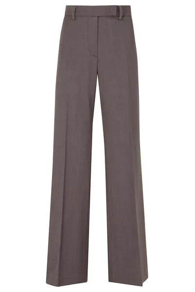 Seventy Earth Straight-leg Wool-blend Formal Pants In Brown