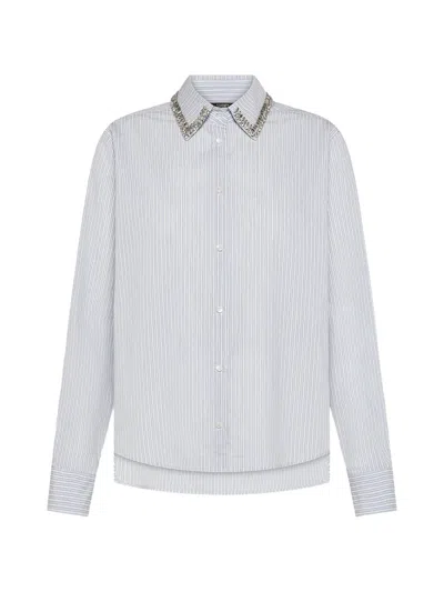 Seventy Embellished Striped Shirt In Gray