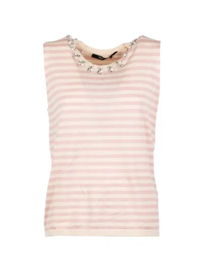Seventy Embellished Striped Tank Top In Pink