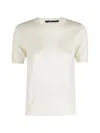 Seventy Ivory Polka-dot Short-sleeve Viscose Knit Top In Neutral