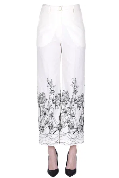 Seventy Embroidered Cotton Trousers In Cream