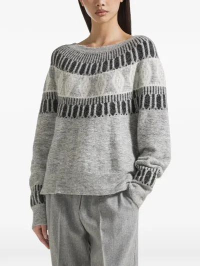 Seventy Fair Isle Knit Sweater In Gray