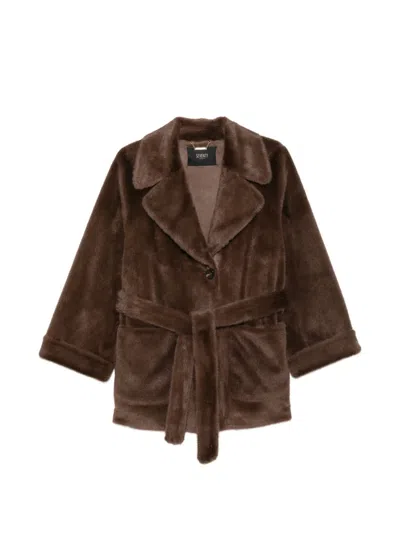 Seventy Faux-fur Belted Coat In Brown