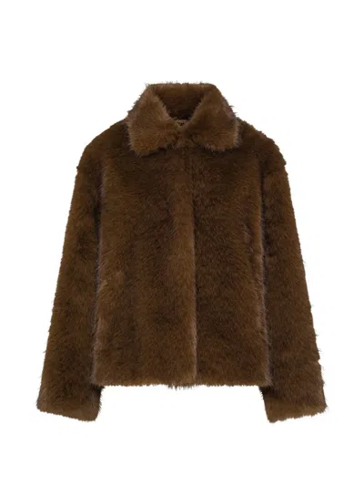 Seventy Faux-fur Collar Jacket In Brown