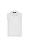 Seventy Sleeveless Crop Top In Pure Linen In White