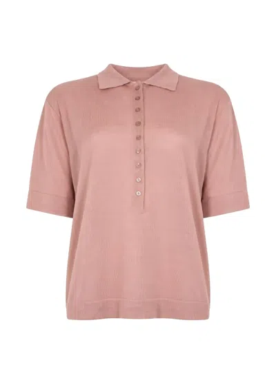 Seventy Fine-knit Short-sleeve Polo Shirt In Pink