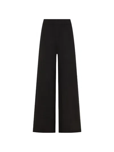 Seventy Fine-knit Wide-leg Trousers In Black