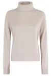 Seventy Fitted Long-sleeve Cashmere Sweater With High Collar In Neutral