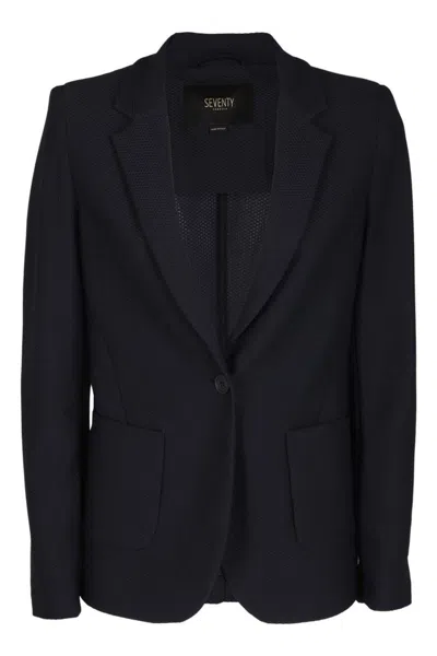 Seventy Fitted Technical Mesh Blazer With Classic Lapel In Blue