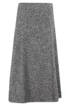 Seventy Flared Midi Skirt With Textured Finish In Gray