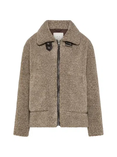 Seventy Fleece-texture Buckled-collar Jacket In Neutral