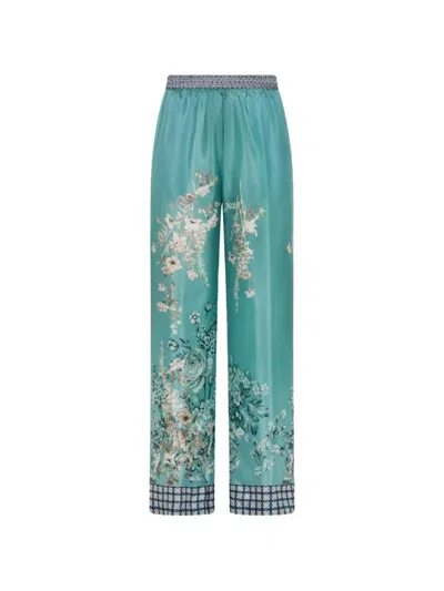 Seventy Floral Print Trousers In Blue