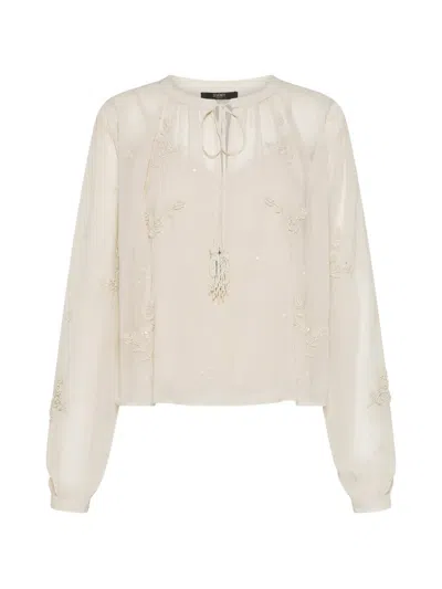 Seventy Floral-embellished Blouse In Neutral