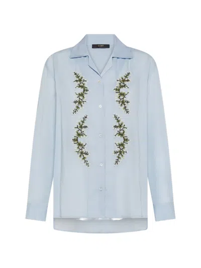 Seventy Viscose Shirt With Embroidery In Blue