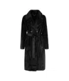 Seventy Double-breasted Faux Fur Trench Coat In Black