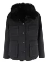 Seventy Fur-collar Multi-pocket Jacket In Black