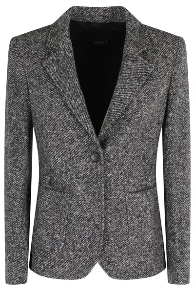 Seventy Tweed Single-breasted Blazer In Gray