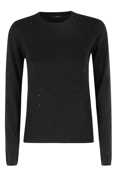 Seventy Embellished Round-neck Sweater In Black