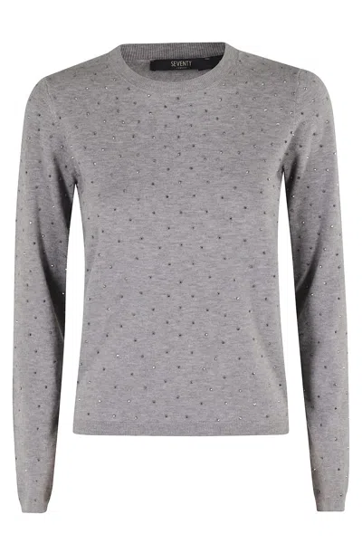 Seventy Embellished Crew-neck Sweater In Gray