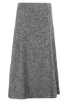 Seventy Flared Midi Skirt With Textured Finish In Gray