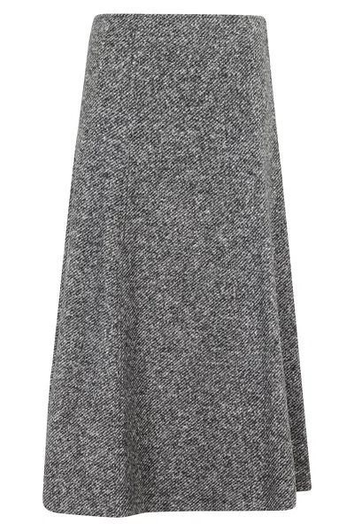 Seventy Zipper Midi Skirt In Gray