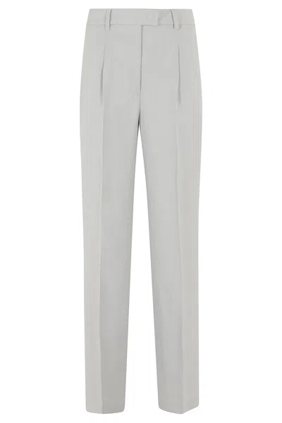 Seventy Gray Darts Belt-loops Viscose-blend Straight-leg Pants