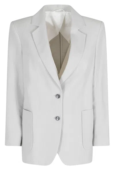 Seventy Gray Single-breasted Lapel Viscose-blend Blazer In White