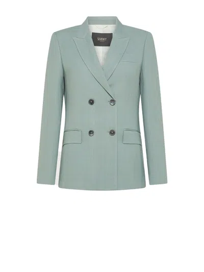 Seventy Green Double Breasted Jacket In Gray