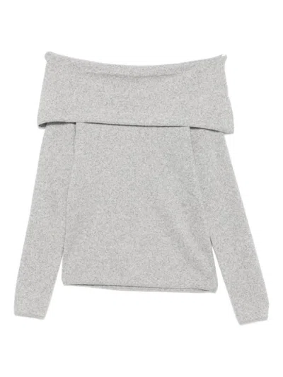 SEVENTY SEVENTY GREY BARDOT NECK SWEATER