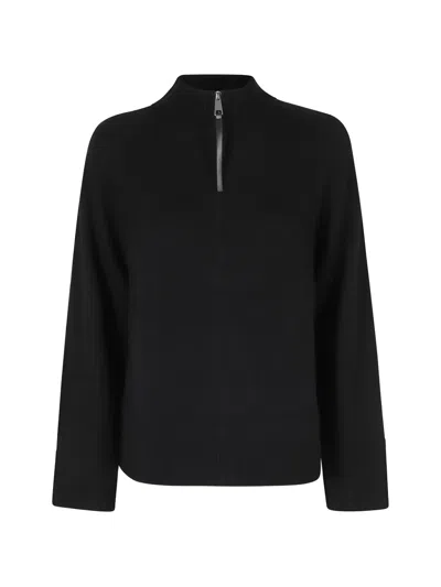 Seventy Half-zip Raglan-sleeve Sweater In Black