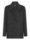 Seventy Herringbone Double-breasted Coat In Black