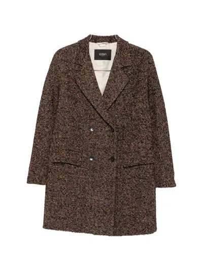 Seventy Herringbone Double-breasted Coat In Gray
