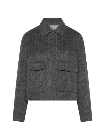 Seventy Herringbone-weave Flap-pocket Jacket In Gray