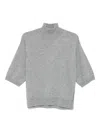 Seventy High-neck Short-sleeve Top In Gray