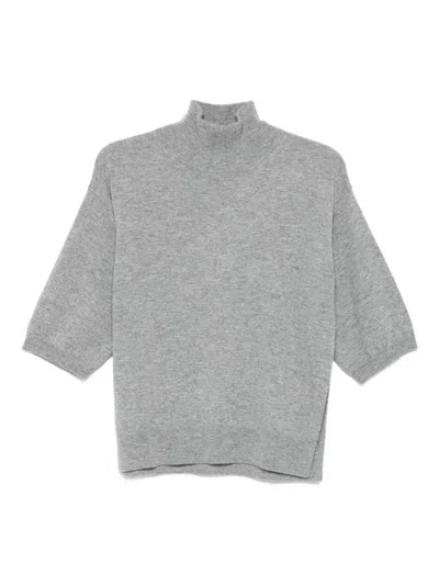 Seventy High-neck Short-sleeve Top In Gray