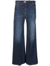 Seventy High Waist Straight Leg Stretch Cotton Shorts With Belt Loops In Blue