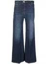Seventy High Waist Straight Leg Stretch Cotton Shorts With Belt Loops In Blue