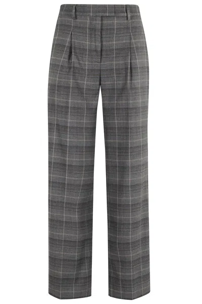 SEVENTY HIGH-WAISTED STRAIGHT LEG PANTS WITH PRINCE OF WALES PATTERN