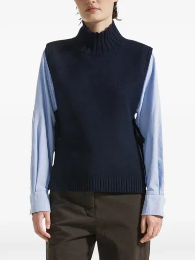 Seventy High-neck Side-tie Vest In Blue