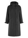 Seventy Minimalist Long Black Jacket With Hood In Black