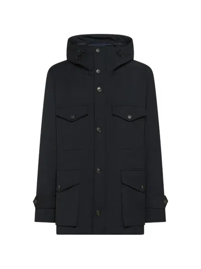 Seventy Hooded Multi-pocket Jacket In Blue