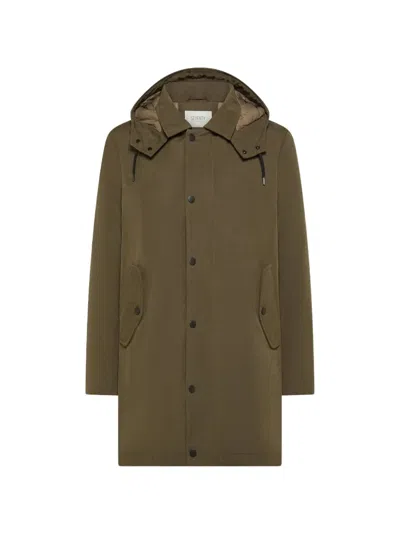 Seventy Hooded Press-stud Coat In Green