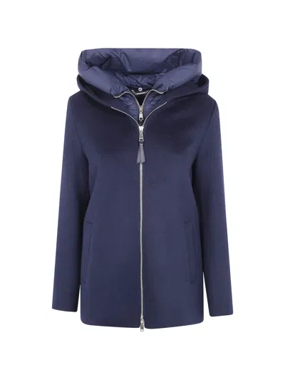 Seventy Hooded Zip-up Coat In Blue